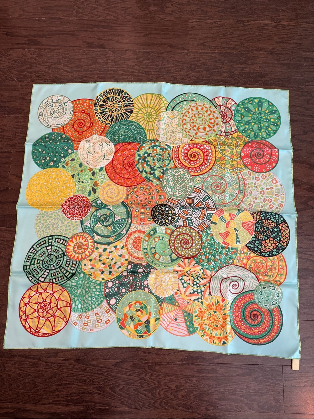 NWT Hermes Mosaic Medallion Silk Scarf - Green, Orange & Yellow